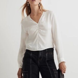 Madewell NEW Ruched V-Neck Lighthouse Top